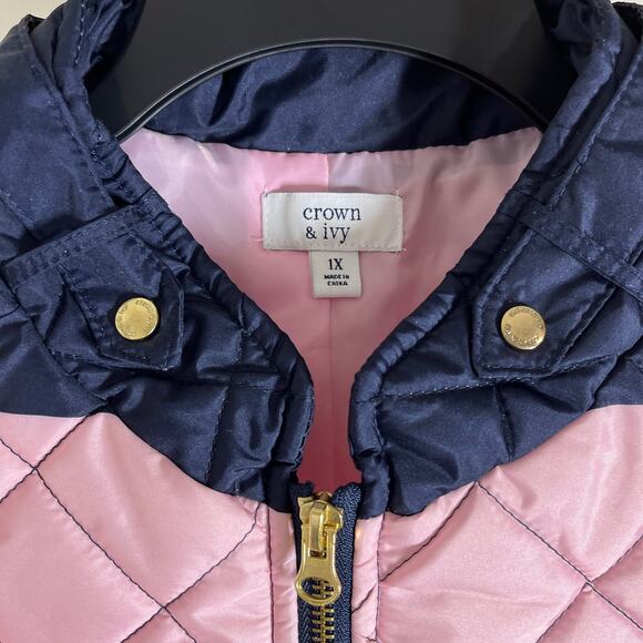 Crown & Ivy Insulated Vest Womens Size 1X Pink Essentials Quilted Color Block - Picture 4 of 13